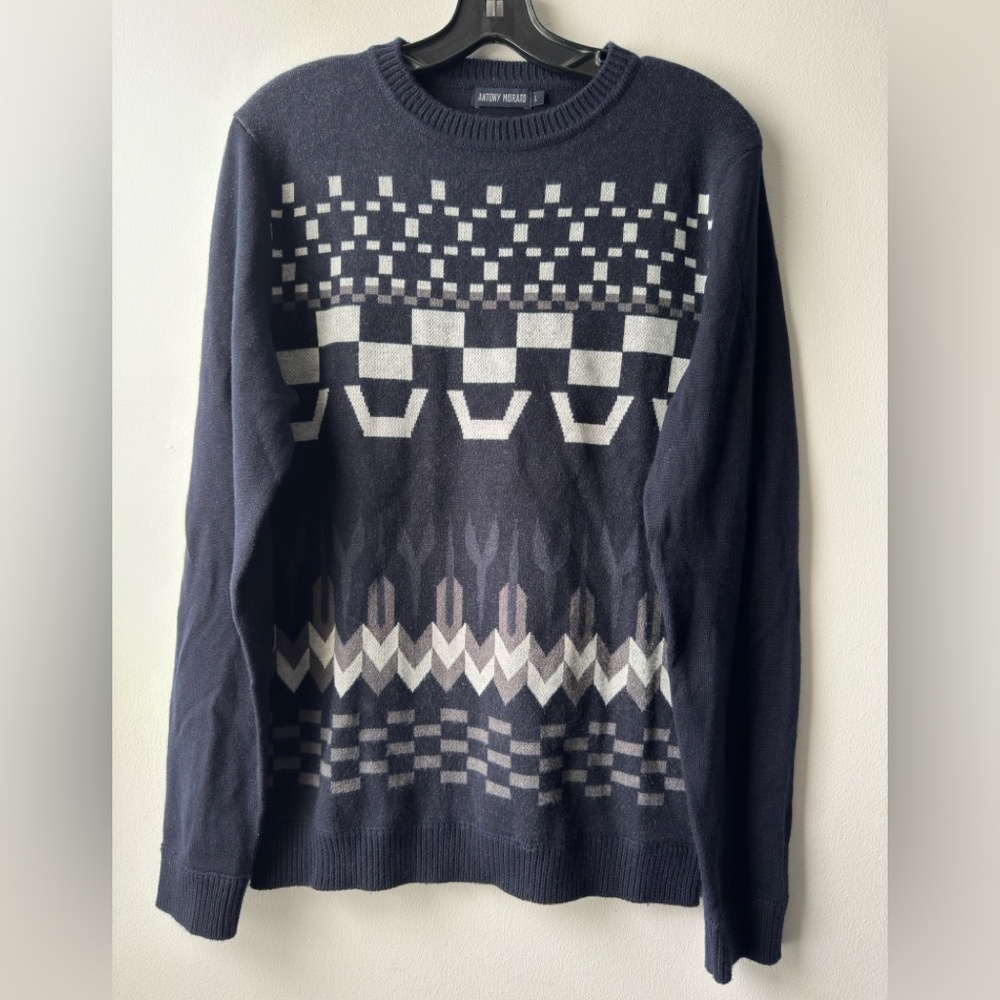 Antony Morato Black and White Patterned Crewneck Sweater